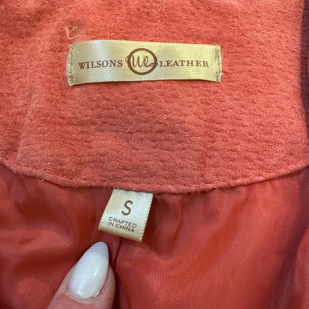 Wilsons Leather Suede Salmon Coat Jacket Blazer Pink Size S Small - Picture 2 of 8